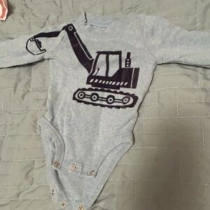 Gray Excavator Print Kids One Piece